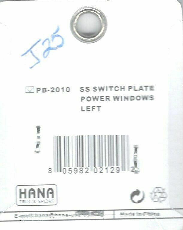 HTS Toggle Switch Plate Peterbilt Power Window Left Stainless Engraved #PB-2010