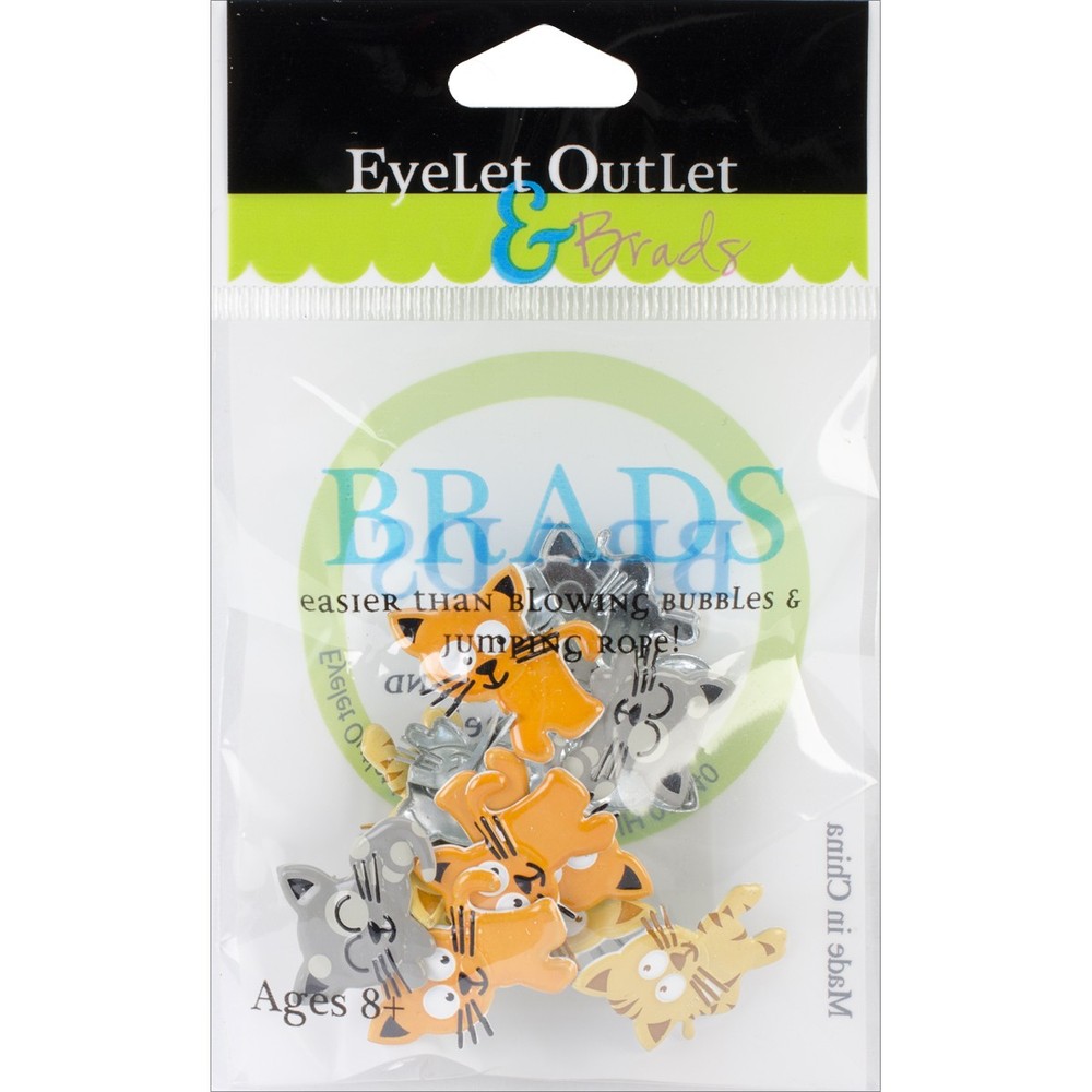 Eyelet Outlet Shape Brads 12/Pkg Kitties