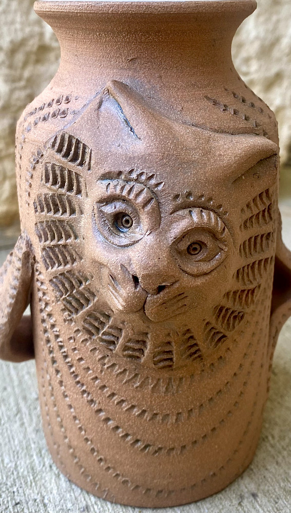 Handmade Ceramic Vase With Cats Signed Fraser Harris 2004