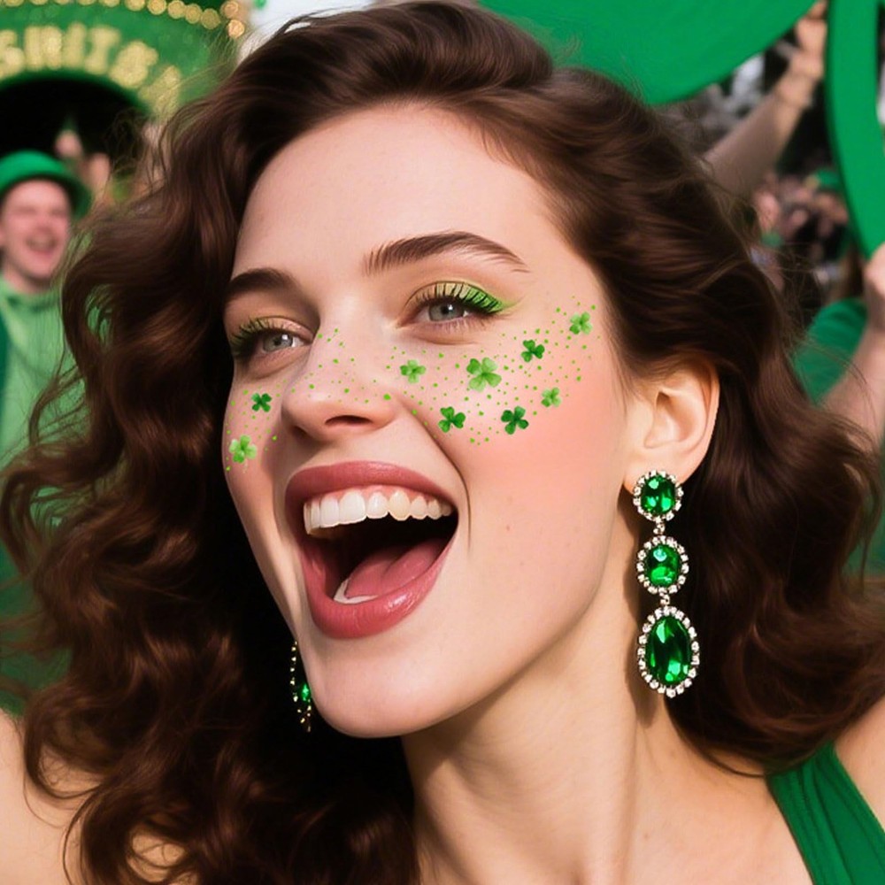 St. Patrick's Day Temporary Tattoos - Glitter Medium, Green