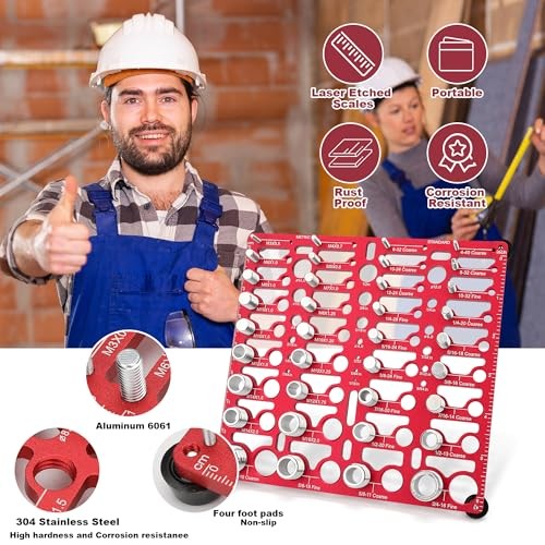 Thread Checker, 55 Bolt Size and Thread Gauge, Bolt 55 Thread Checker Red