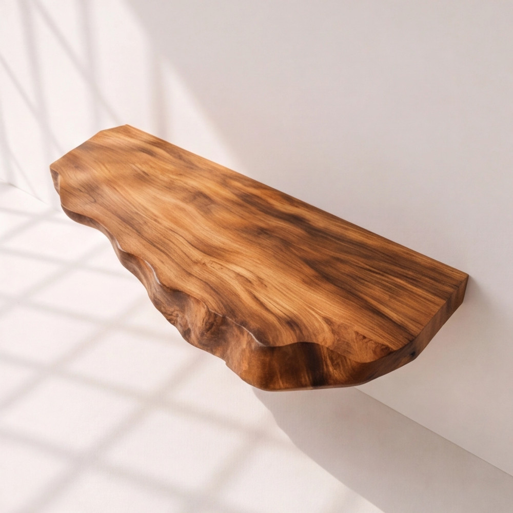 Bathroom Vanity Modern Rustic Solid Wood Live Edge Floating Sink CounterBathroom
