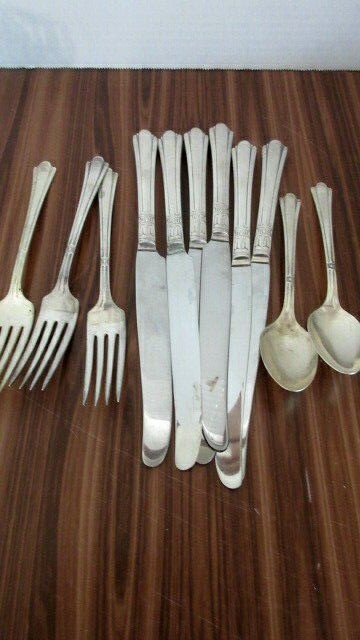 Luxor Wallace 1936 Iris Silverplate Flatware 10 pc knife spoon fork