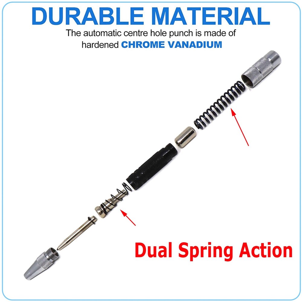 Automatic CENTER PUNCH Tool Adjustable Spring Loaded Super Strong Metal Drill