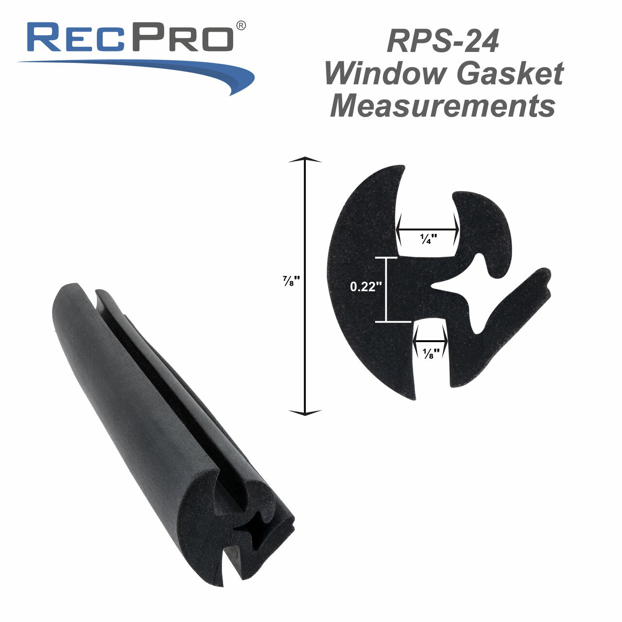RV Window Rubber Seal One Piece Locking Gasket Fits 1/4" Glass and 1/8" Edge