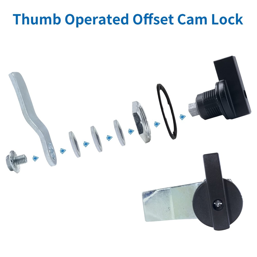 2Pcs Black Thumb Operated Offset Cam Cabinet Locks
