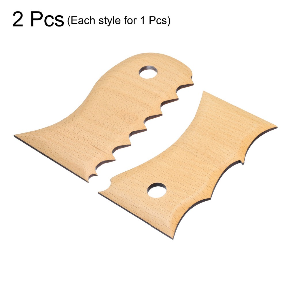 2pcs Pottery Ribs Trimming Tools Beech Pottery Profile Big Wave Design Shaping