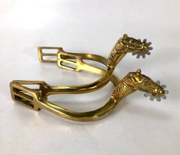 Cavalry Spurs for Boots - Brass Horse Head