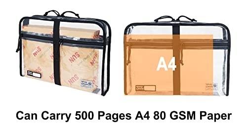 Rough Enough Plastic File Folder Clear Document Bag Organizer Art Black