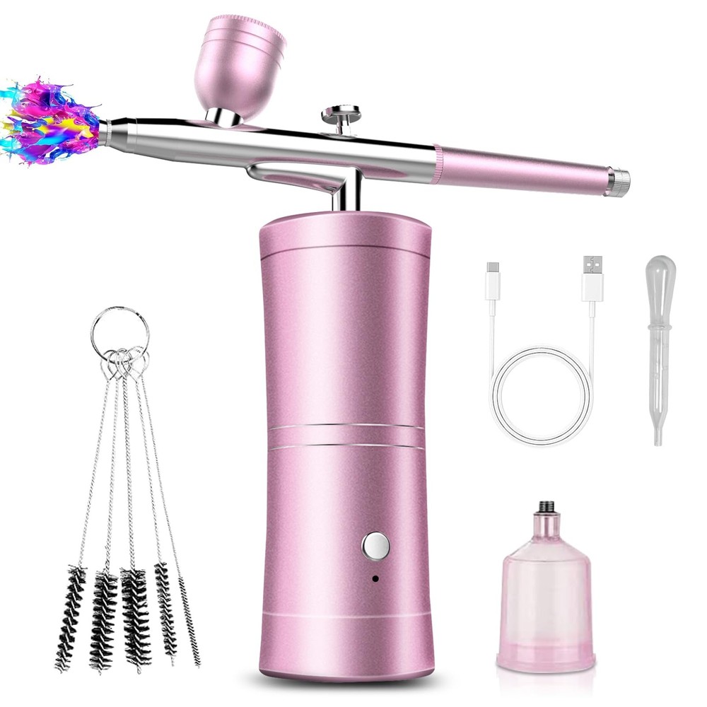 Cordless Rechargeable Airbrush Kit with Compressor - Adjustable High-Pressure...