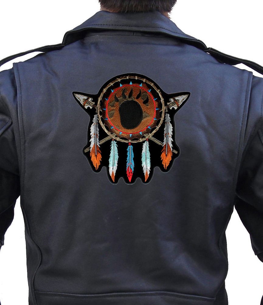 Native Indian Feathers, Bear Paw Biker Patch FREE SHIP
