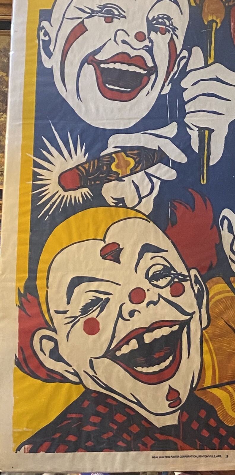 BIRNAM BROS 3 Ring Circus-4 Clown Poster 42”x28” Super Rare Vintage Poster