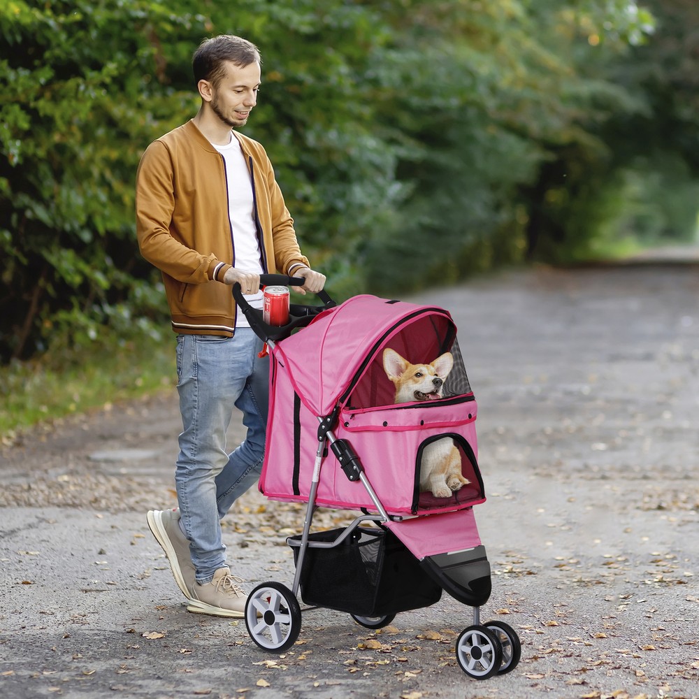 Dog Stroller 3 Wheels Pet Stroller Cat Stroller Lightweight Foldable Portable