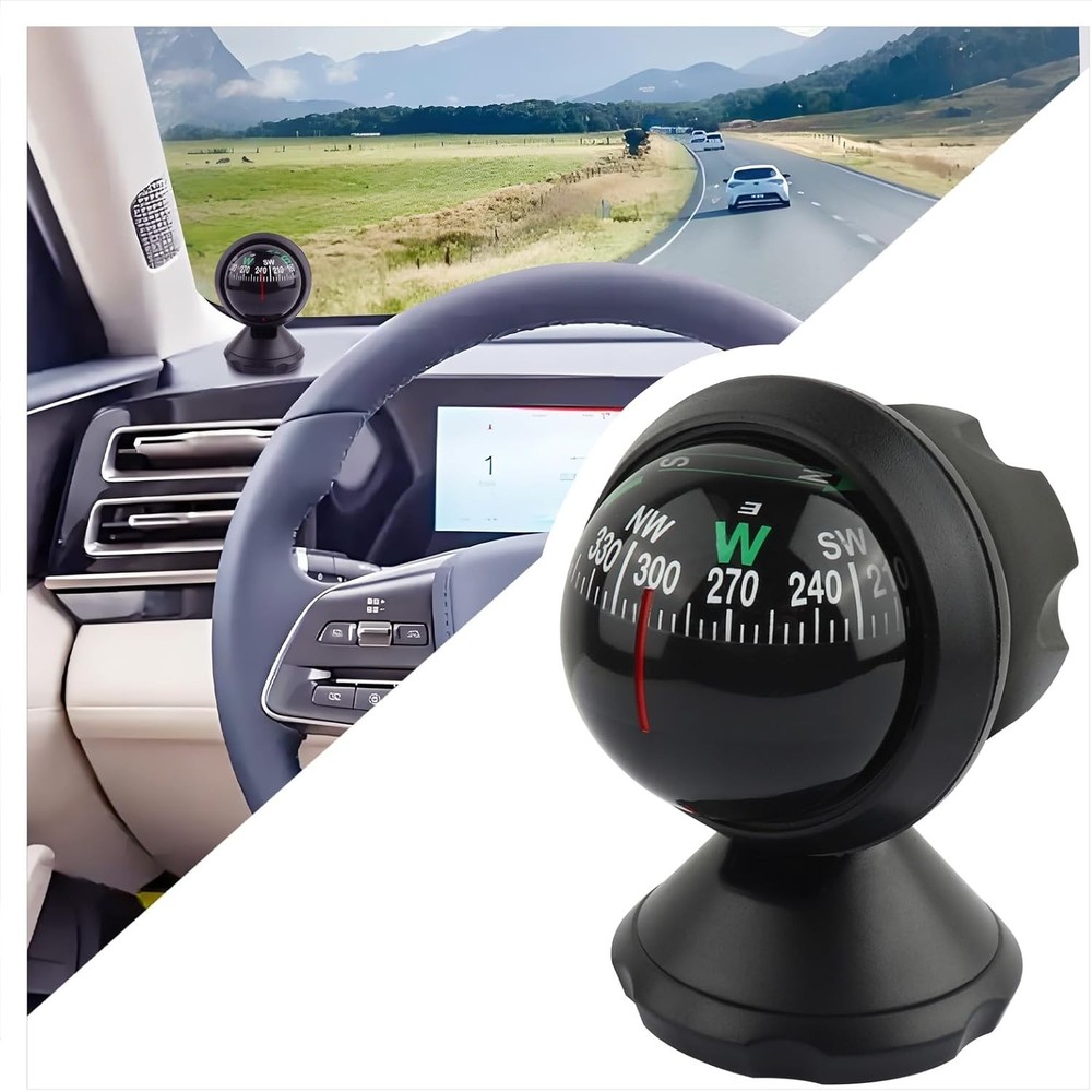 Adjustable Night Vision Car Compass Ball with Bottom Stick for Navigation
