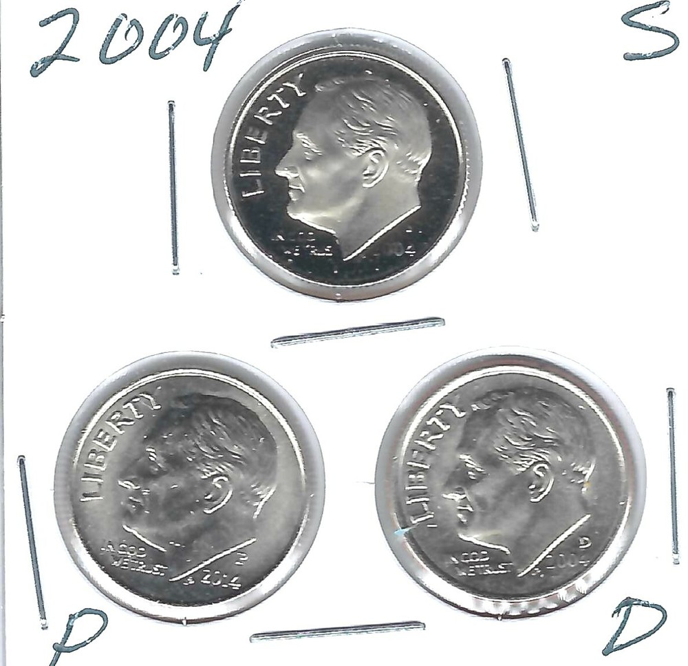 2004 Three Uncirculated Dime Types The San Francisco is From a Proof Set!