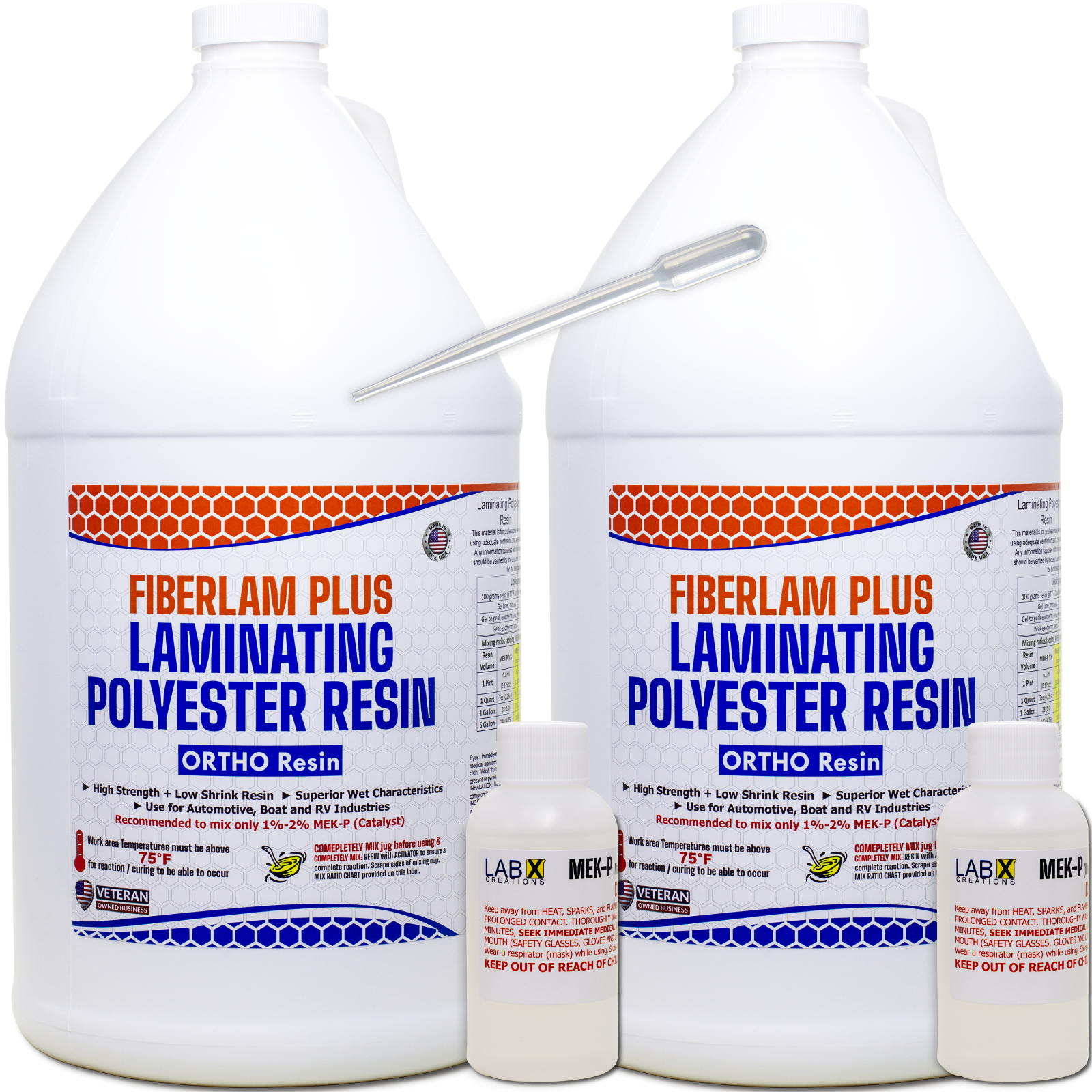 FIBERLAM PLUS 1 Gallon POLYESTER RESIN +MEKP (for laminating, cloth, mat,strand)