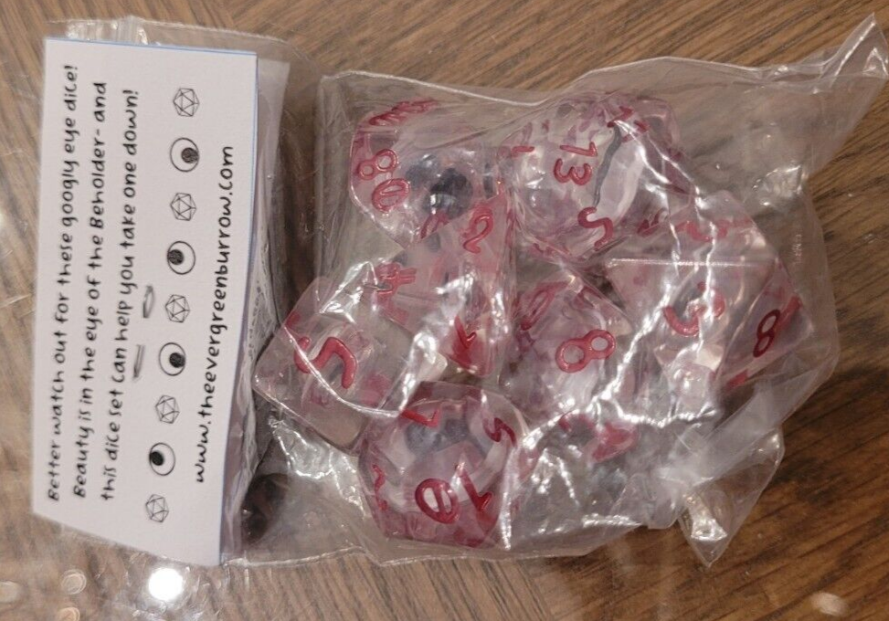 Googly Eye/clear Dice Set
