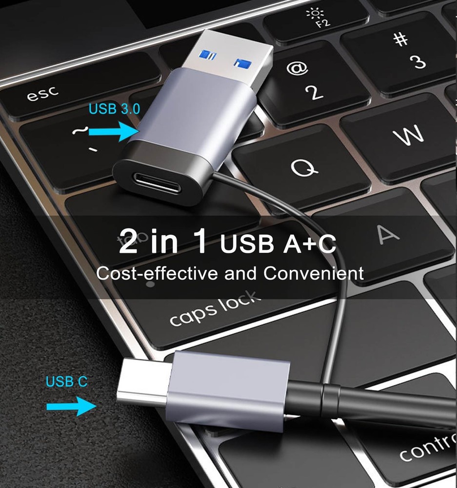 USB C 3.0 SD Card Reader 4 in 1, A&C Hub with Memory Silver Gray