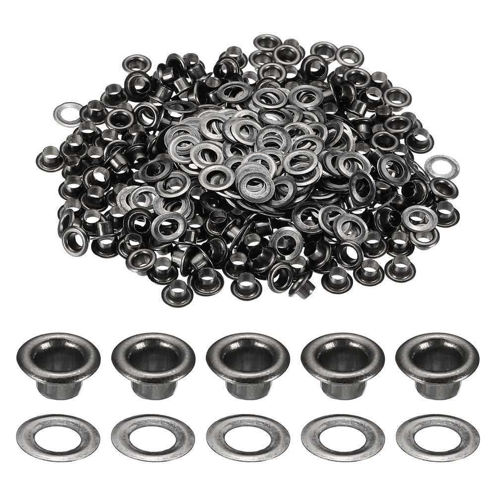 200 Set Grommets Eyelets 3mm Brass Self Backing Eyelets Black
