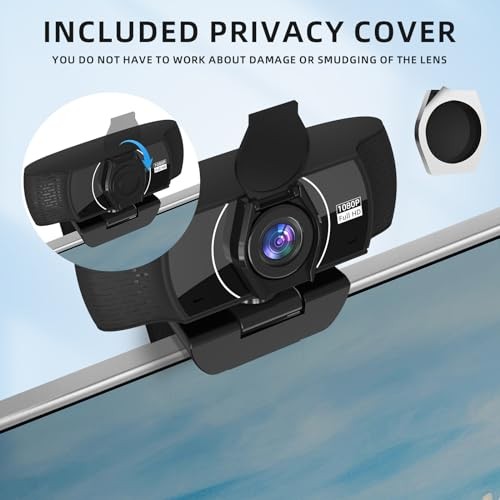 Full HD Webcam for PC 1080P with Microphone,Computer Webcam 110° Field of