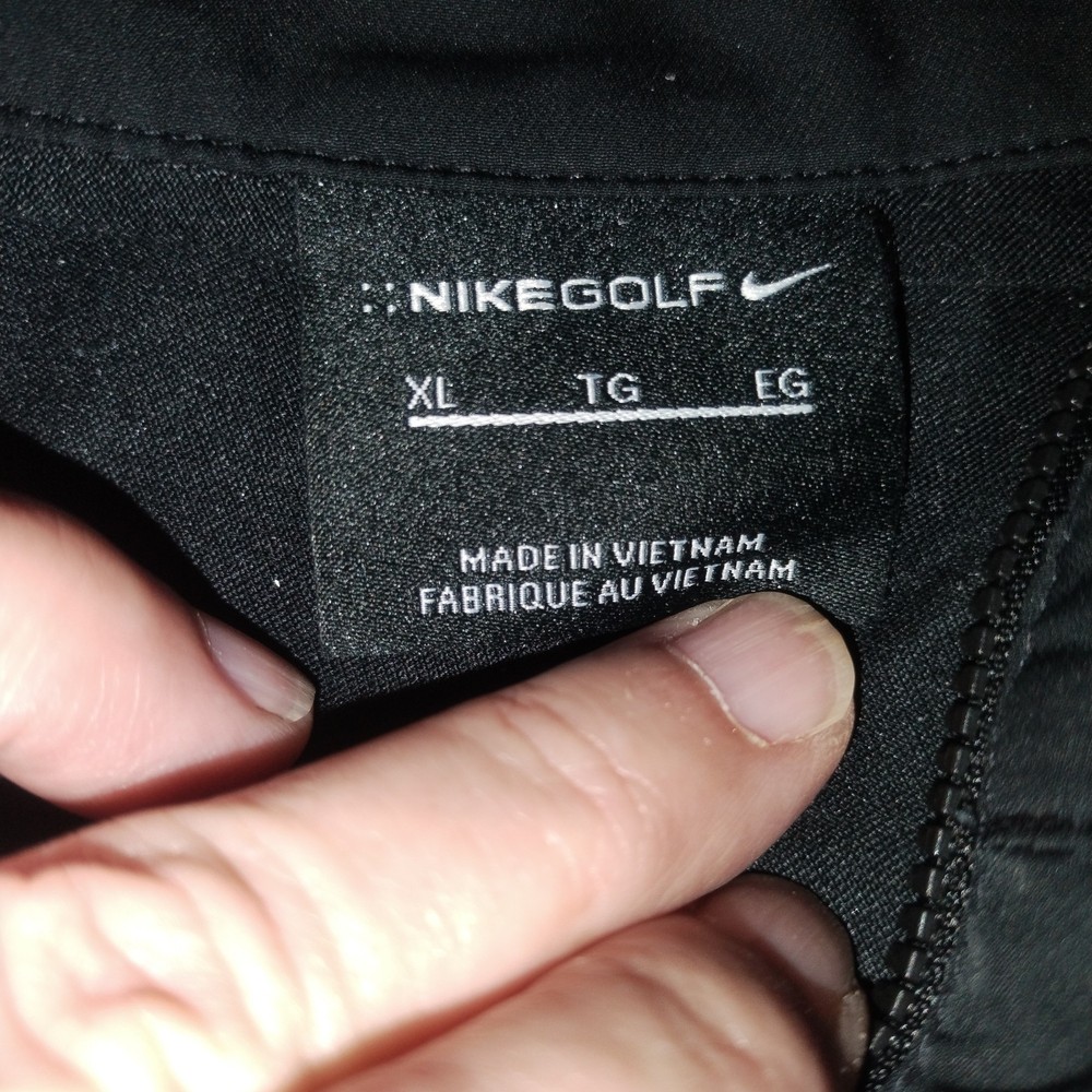Nike Golf Jacket Men Extra Large Black Solid Full Zip Logo Pockets Golfer XL