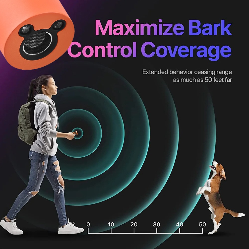 Humane Dog Train Tool Anti-Barking Portable UltraSonic Repeller Flashlight 50Ft