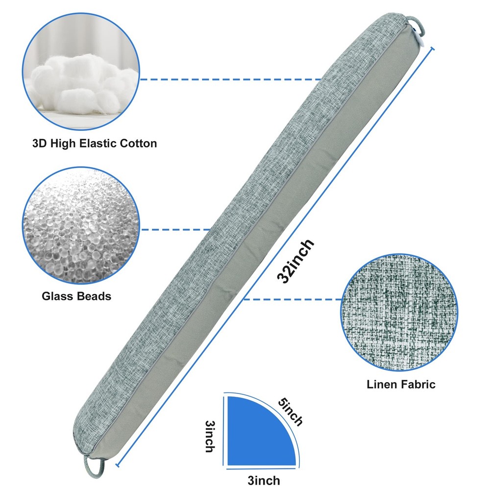 32" Weighted Under Door Draft Stopper -Triangular Door Draft Blocker with Hoo...