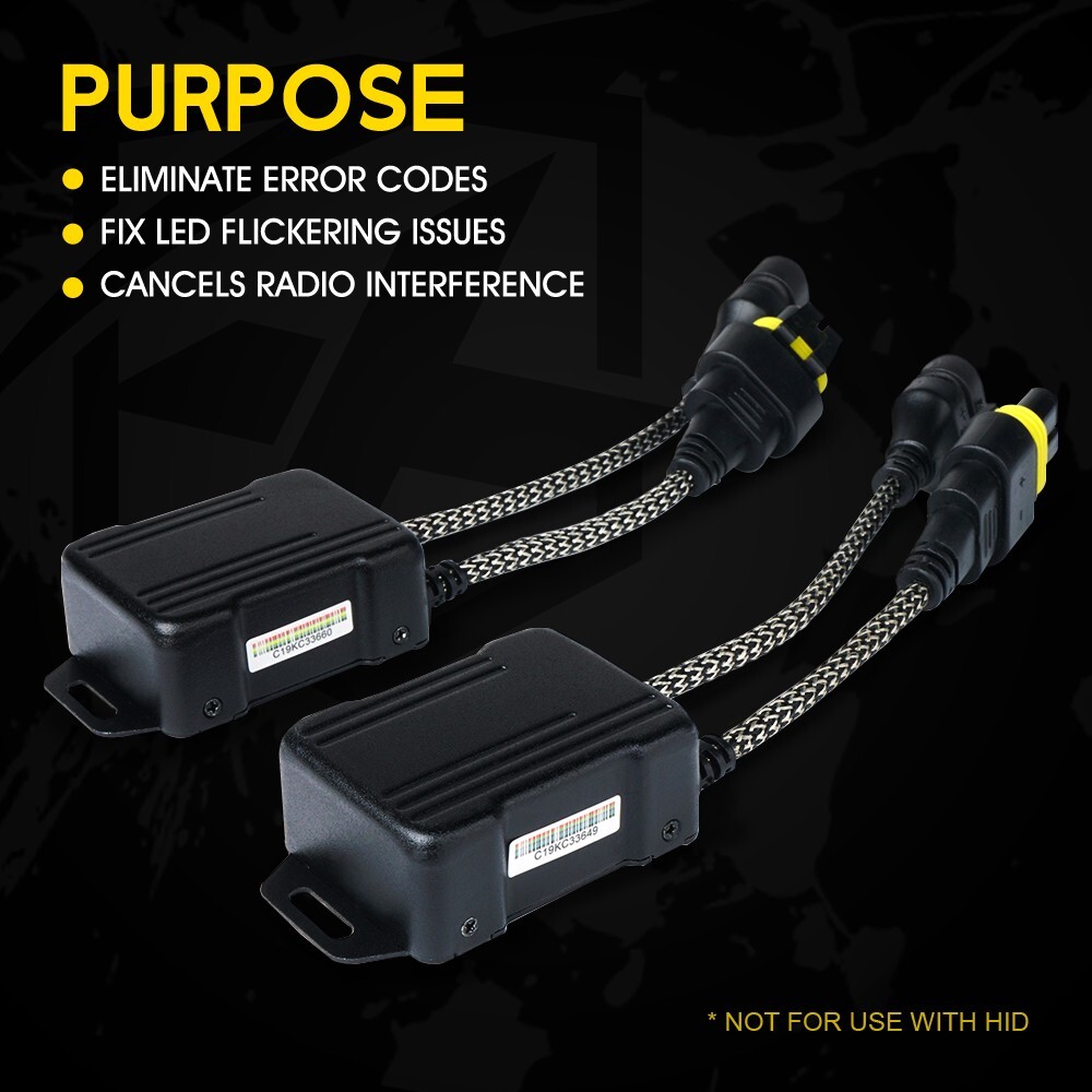 2x 9005/9006 LED Headlight Canbus Decoder Error Anti Flicker Resistor Canceller