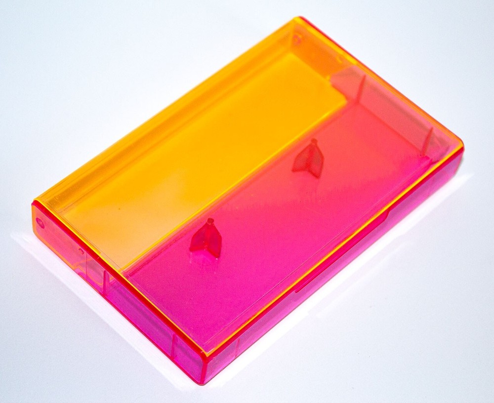5 Cassette Tape Cases - Fluorescent Orange Front + Fluorescent Pink Back Plastic