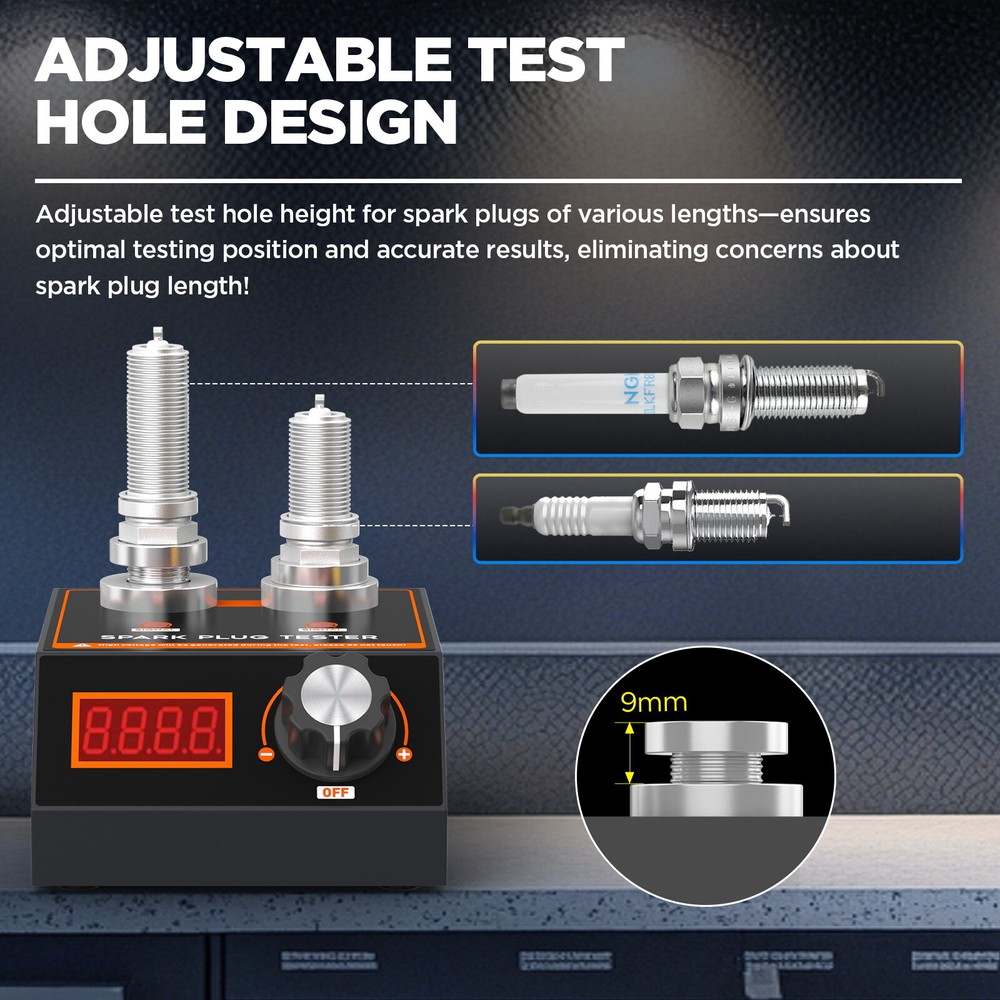Spark Plug Tester 12V Gasoline Ignition Analyzer Adjustable Double Hole Detector