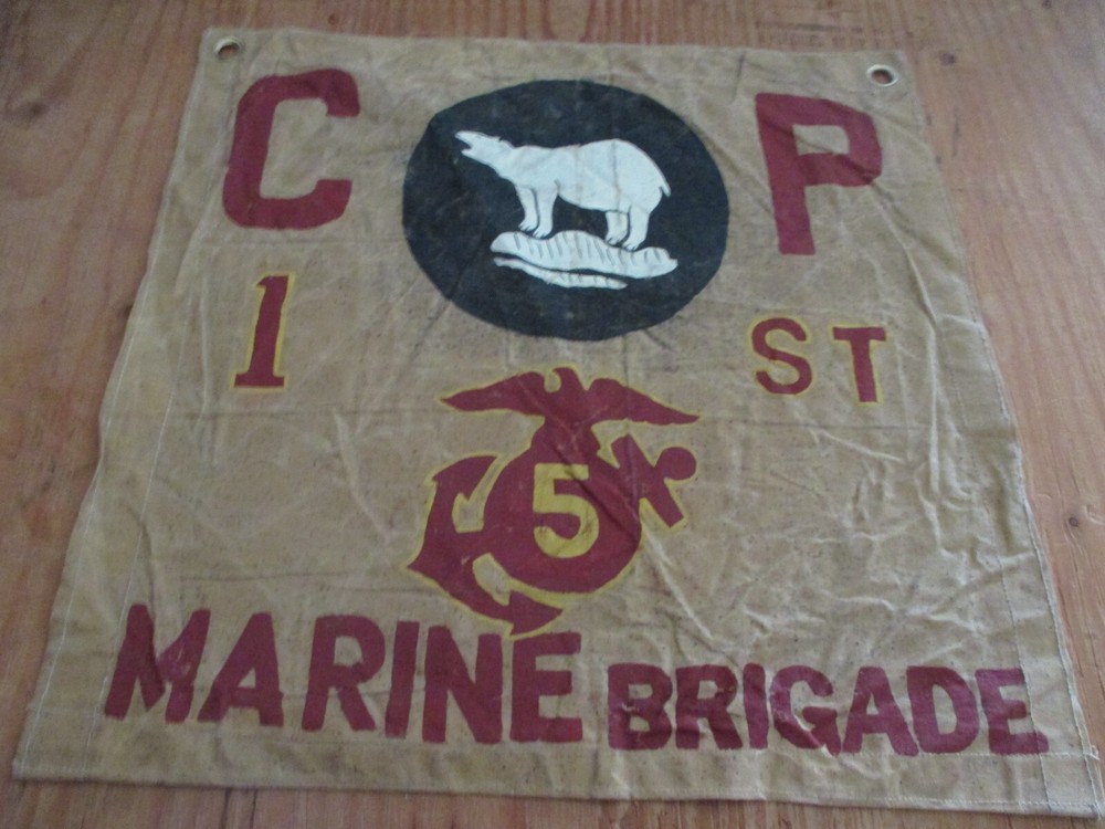 WWII USMC FIRST MARINE BRIGADE  COMMAND POST   ICELAND 1941  FLAG