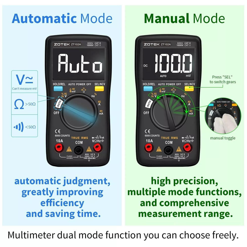 6000 counting Digital Multimeter Voltmeter Volt Meter Ohmmeter Auto Range Tester