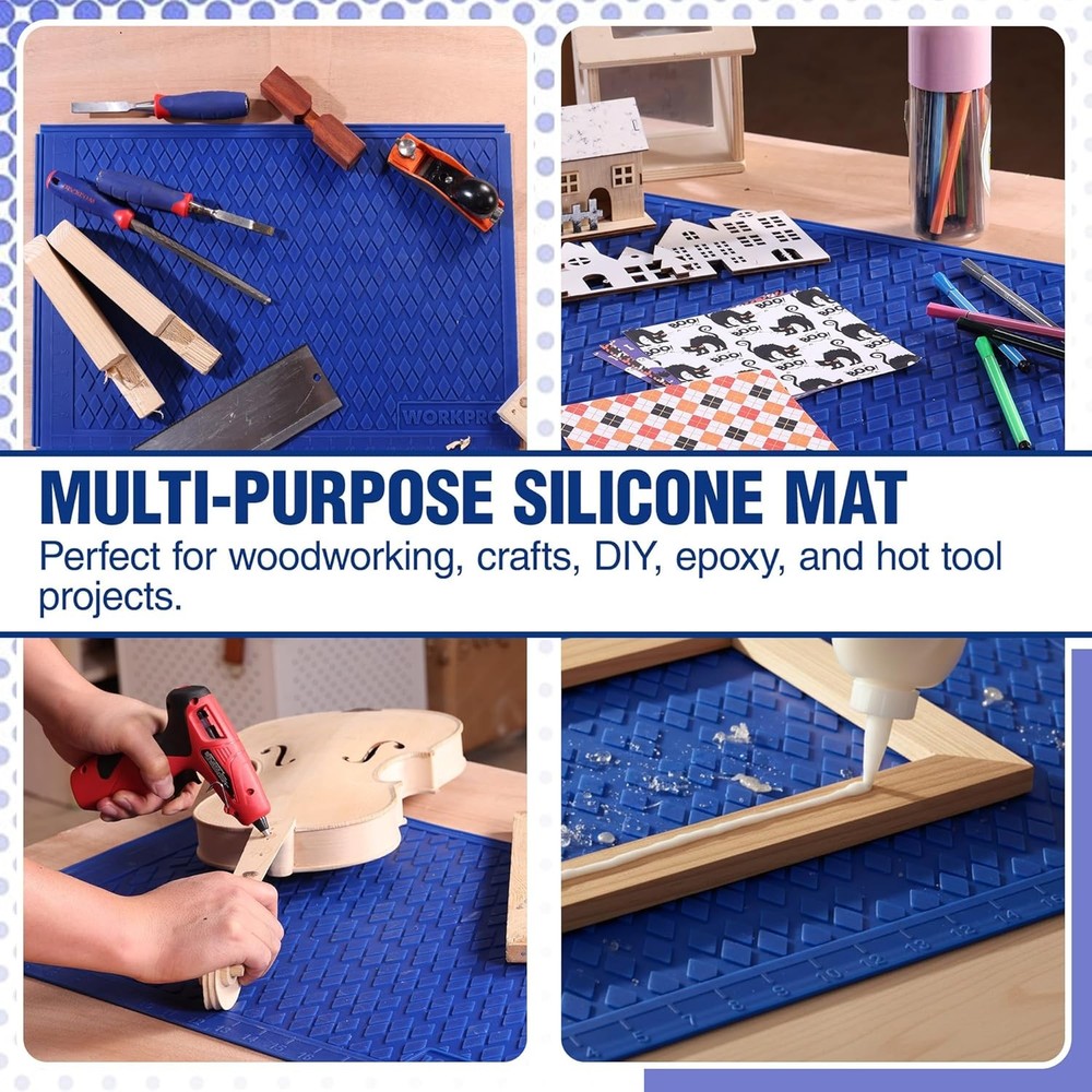 WORKPRO Silicone Workbench Glue Mat Non-Stick Pad Protector Measurement Grid NEW