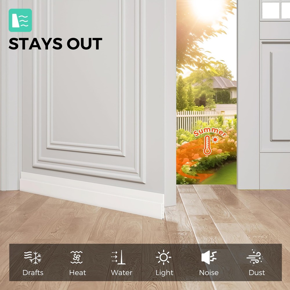 Hojoy 2 Pack Under Door Draft Stopper, Adjustable Sweep 2 Pack, White