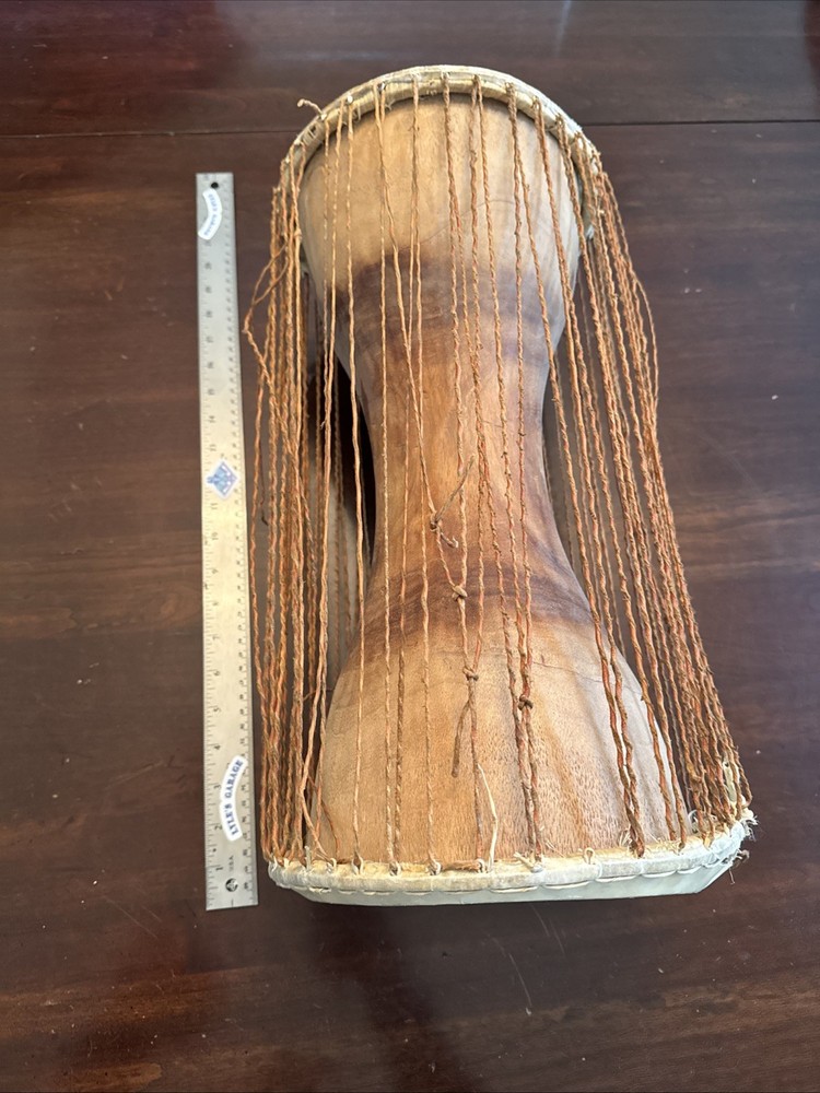 ✅ Talking Drum From Ghana Squeeze Drum Full Size Needs New Heads Handmade