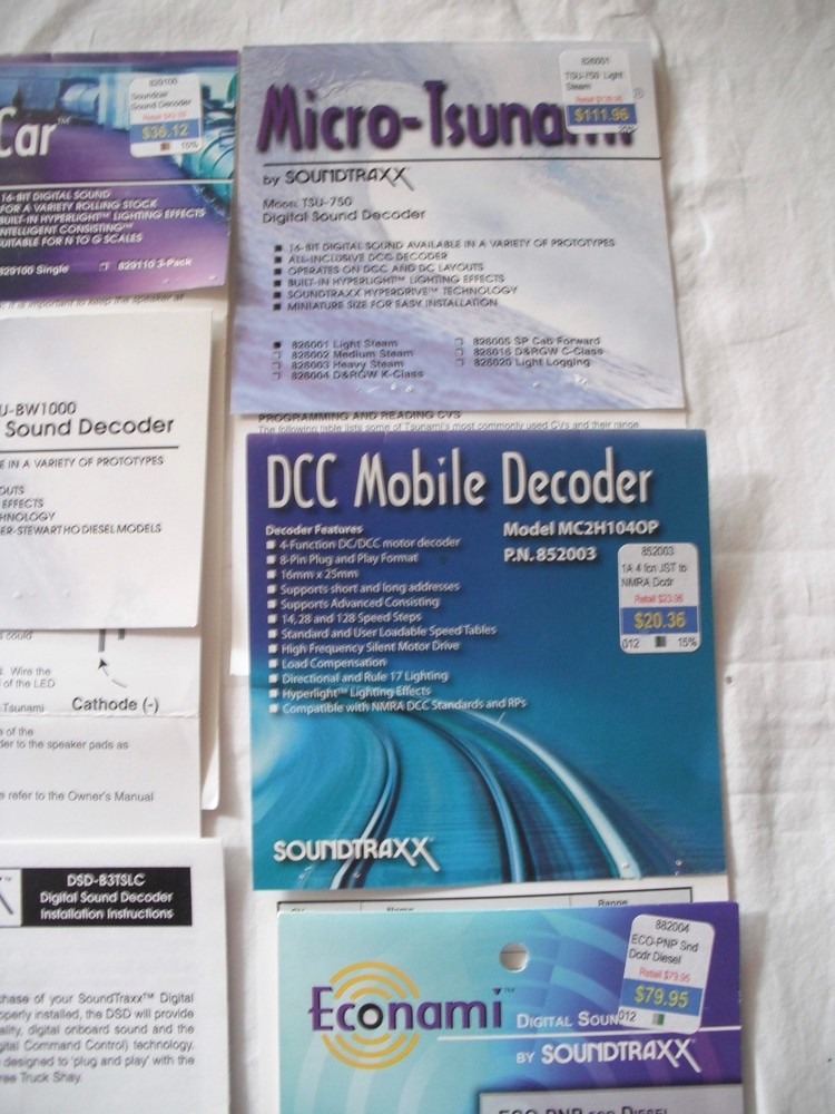 Lot of 40 Assorted DCC Instruction Data Sheets, Brochures Booklets, HO Scale
