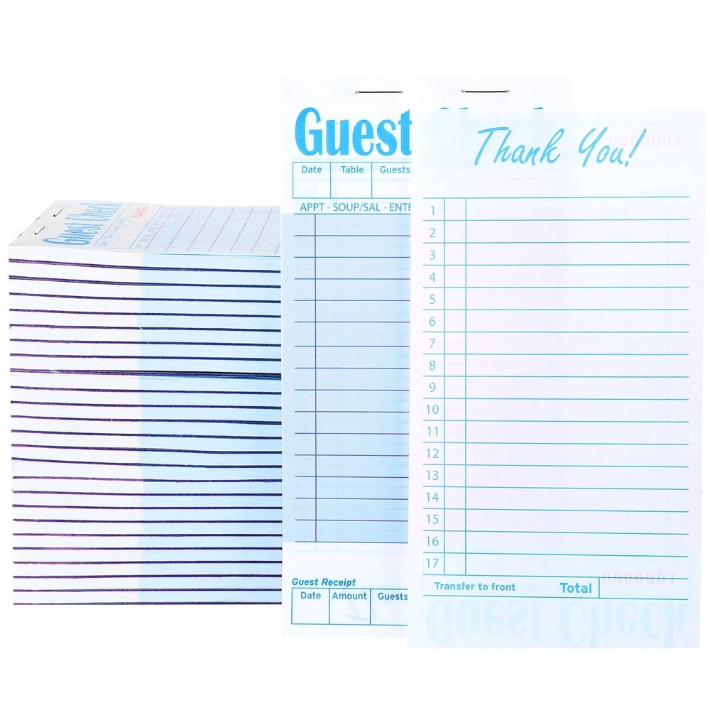 100 Pack Guest Check Book for Servers Bulk, Waitress Checkbook Paper Server N...