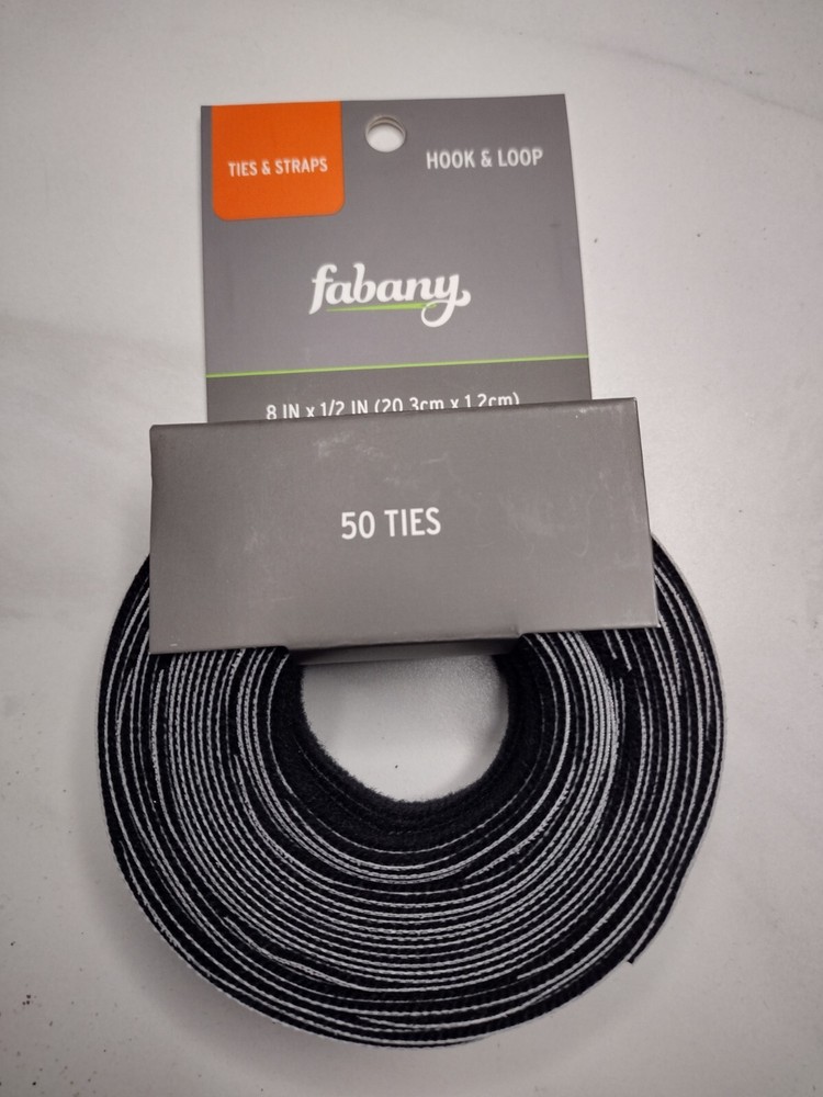 NEW Cable Ties qty 50 Black & Gray, Hook & Loop