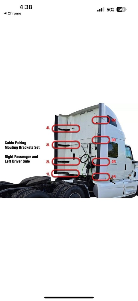 R1 Cab Extender Bracket For International LT625 2018+. Right Side Bottom.