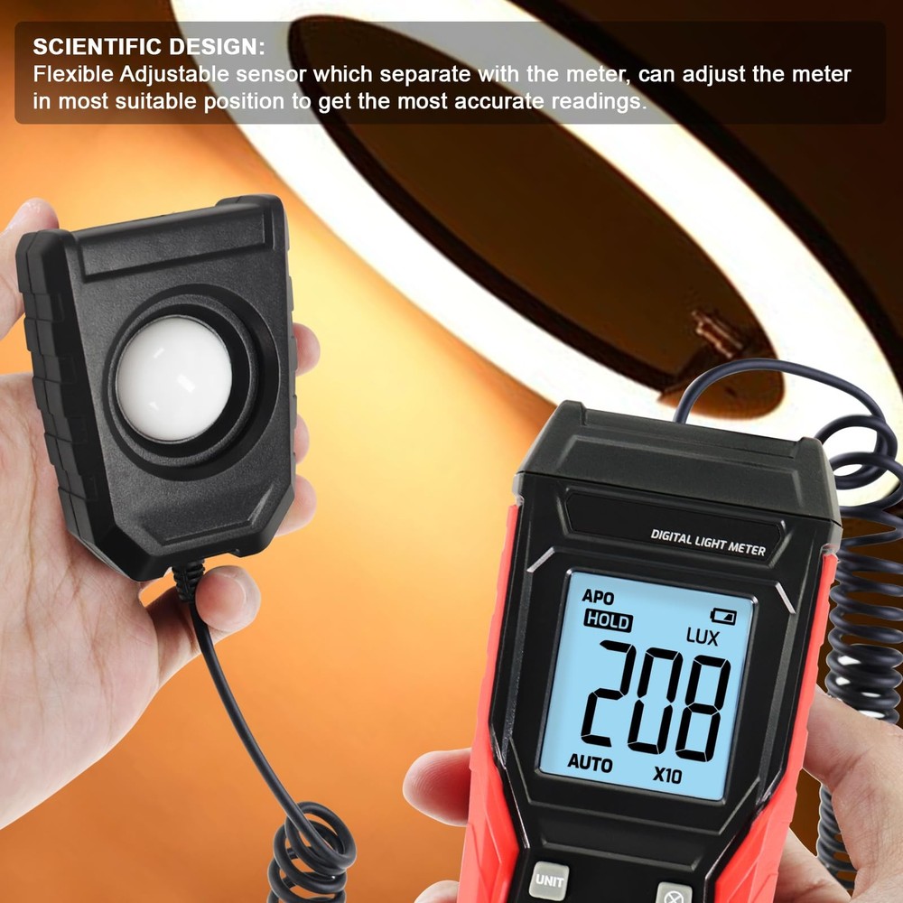 Digital Lux Light Meter Handheld 360 Rotating Sensor 0200,000 Range Test