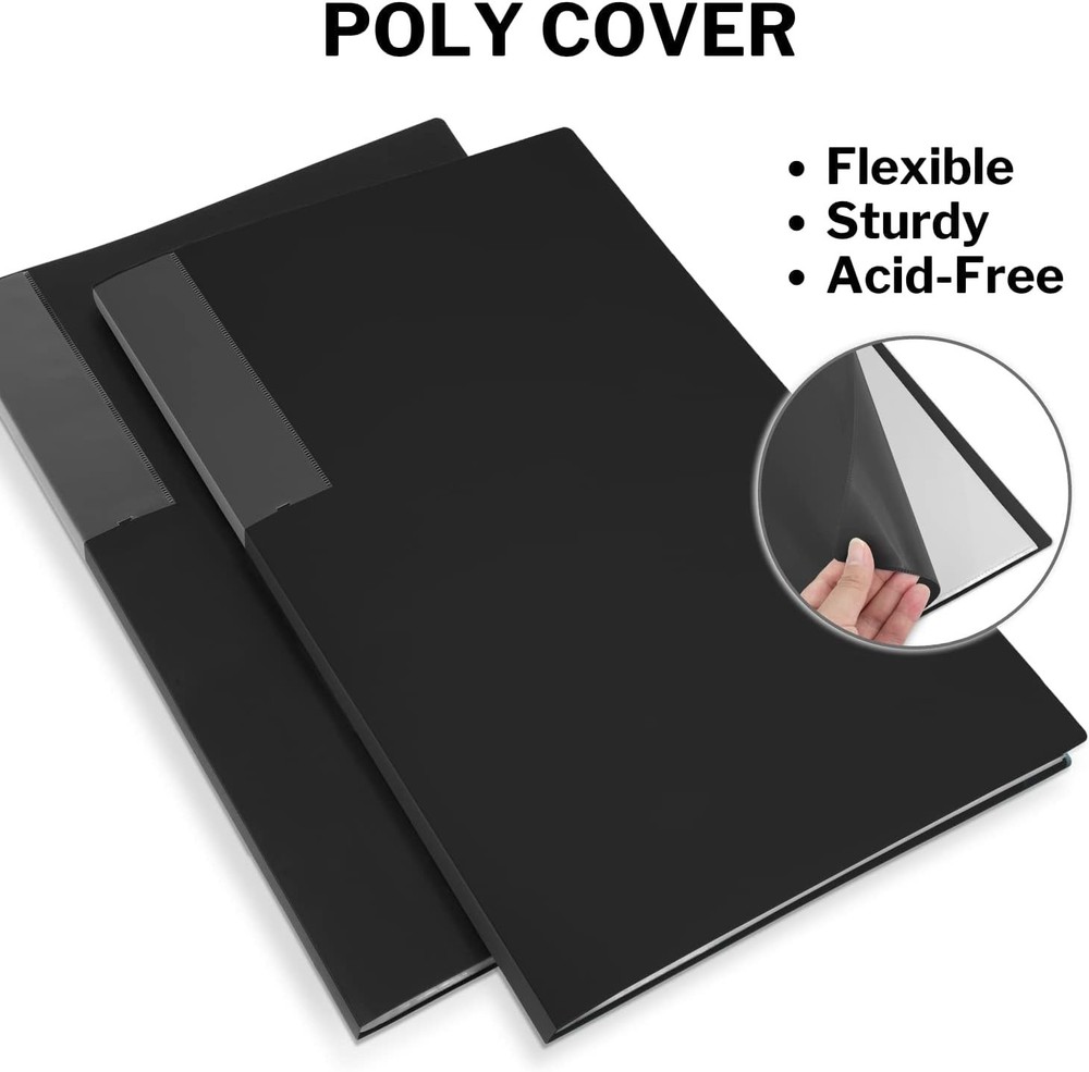 11X17 Binder with Sleeves (Black), 24 Pockets Display Large Folder wit