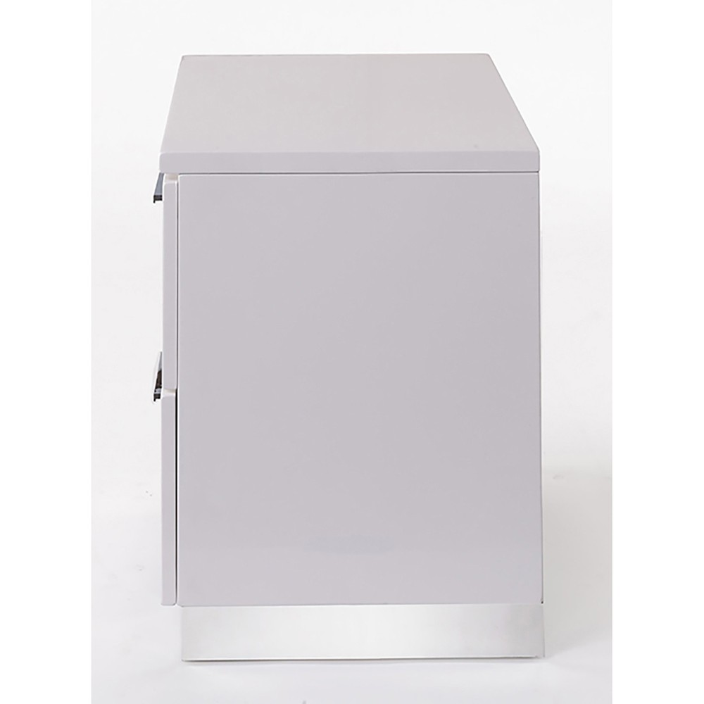 White and Chrome 2-Drawer Nightstand
