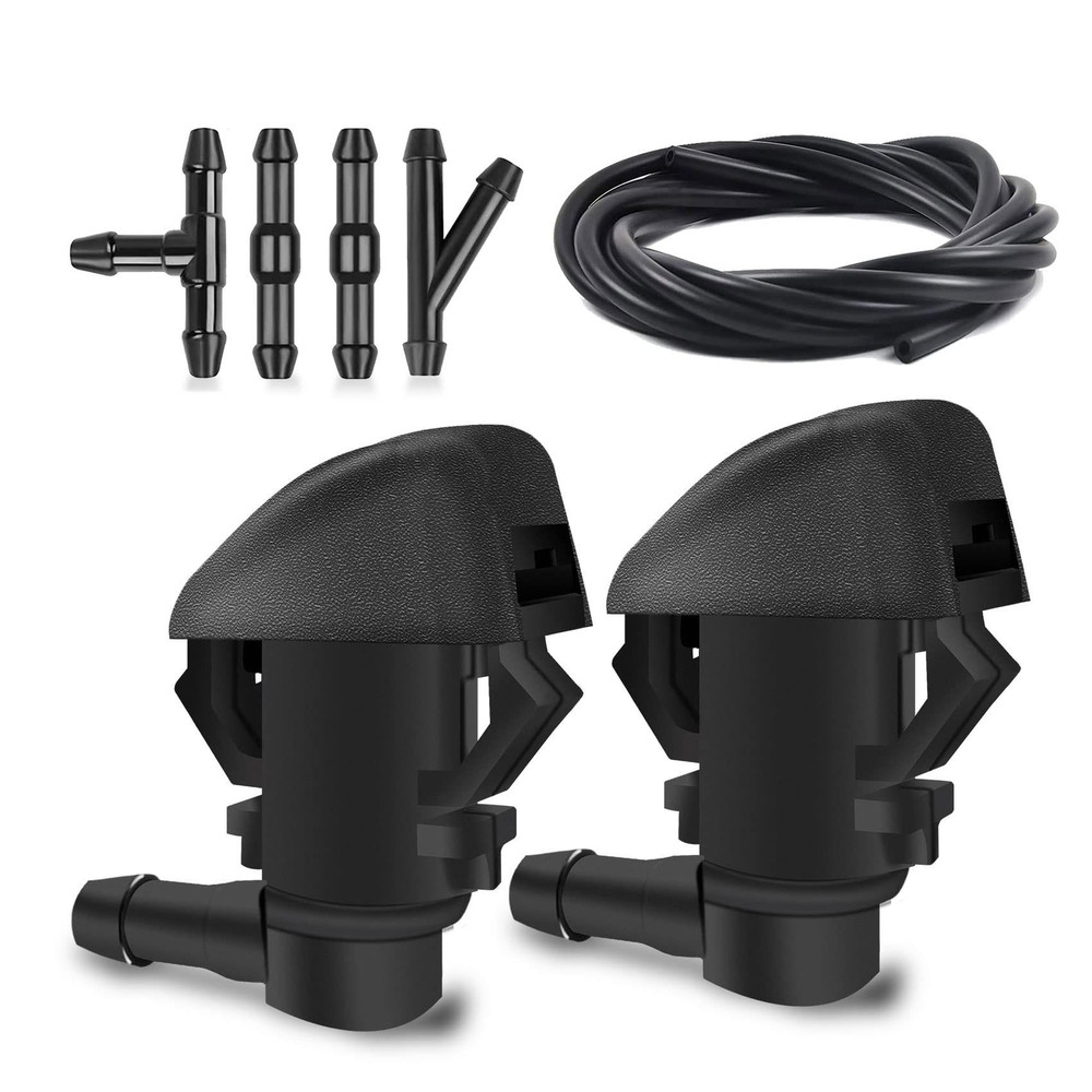 Windshield Washer Nozzles Kit, Front 1M x 0.7CM x 0.4CM, Black