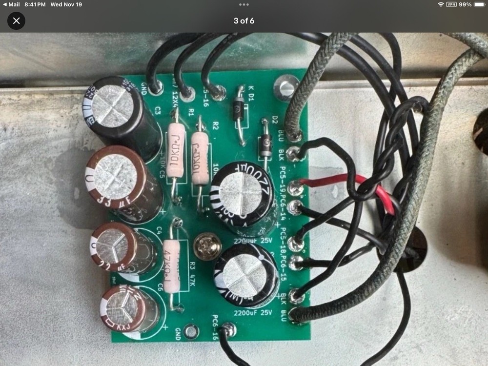 Dynaco PAS-2 PAS-3 power supply capacitor board assembled