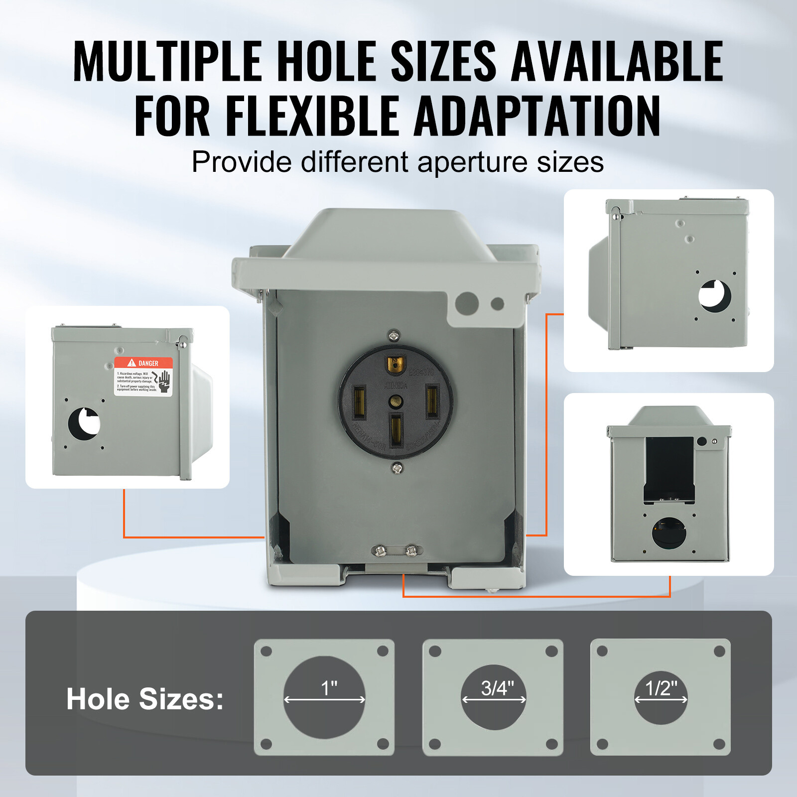 VEVOR 50A RV Power Outlet Box 125/250V Electrical Outdoor Receptacle NEMA 14-50R