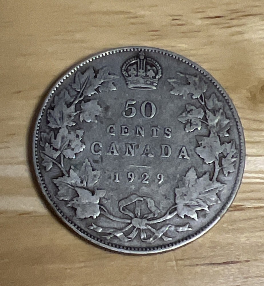 Canada 1929 50 Cent Silver Coin .800