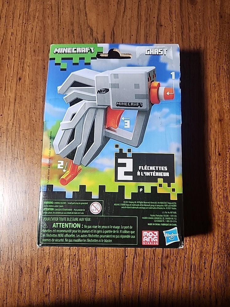 NERF MicroShots Minecraft Ghast Mini Blaster, Includes 2 Official Elite Darts