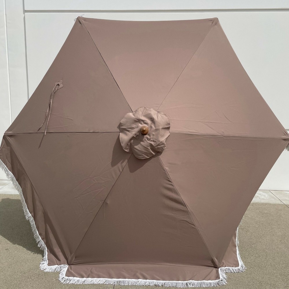 9ft 6 Ribs Replacement Umbrella Canopy w/Fringed Valance (Canopy Only)