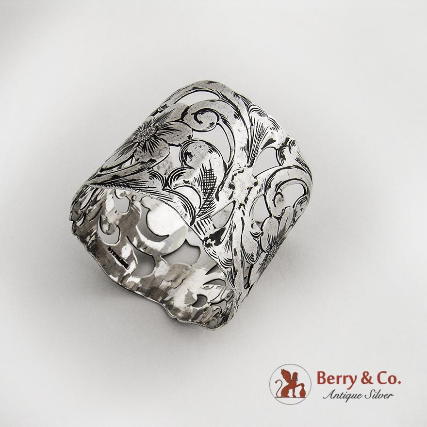 Ornate Open Work Napkin Ring Sterling Silver 1900