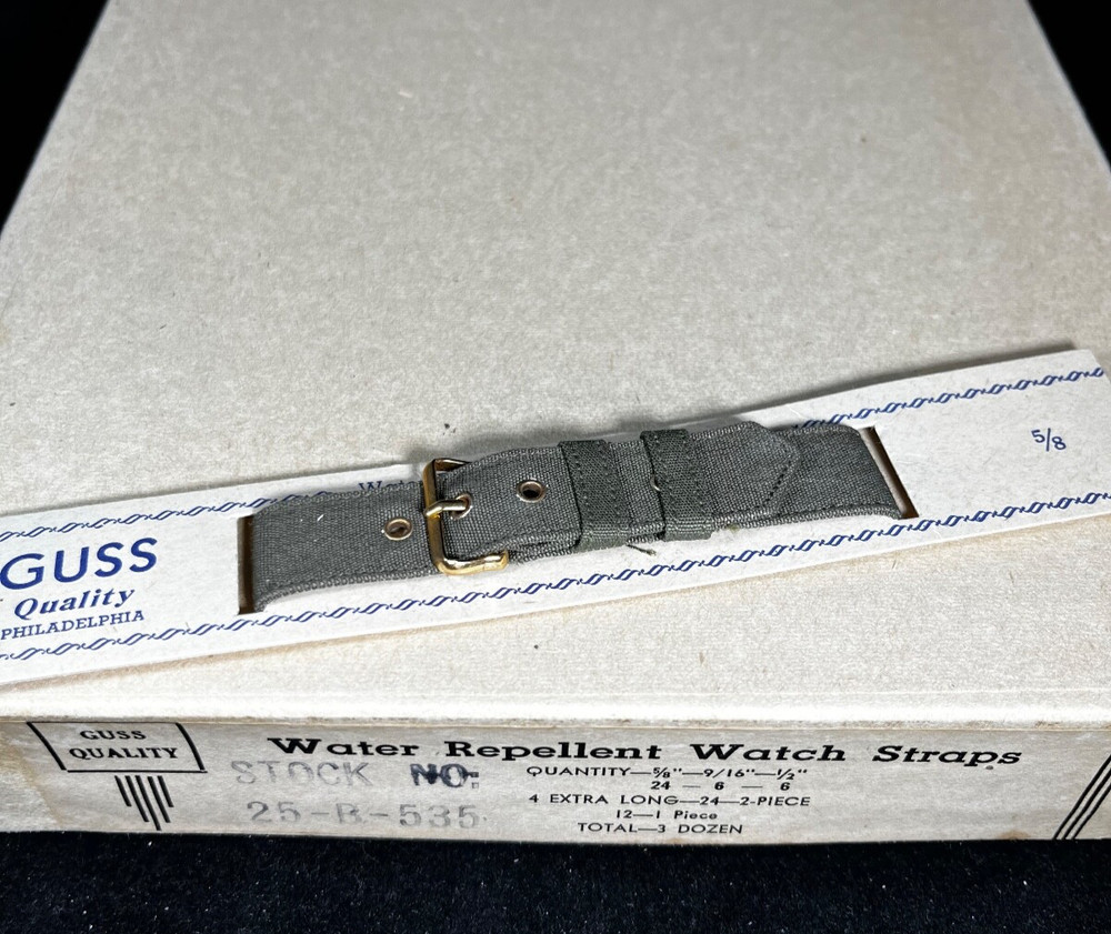 1940's Military ISSUE WW2 16mm 5/8" 1 Piece Watchband Gold Buckle GUSS B1BB